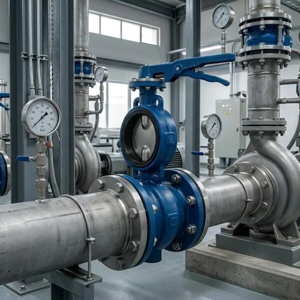 Ứng dụng van bướm tay gạt mặt bích