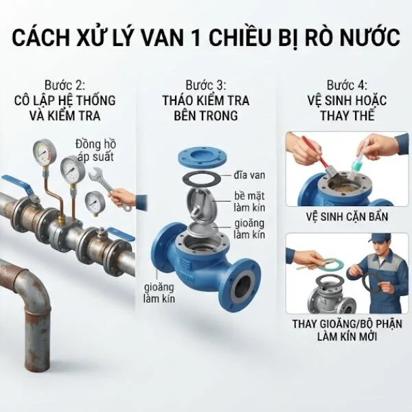 Van 1 chiều bị rò nước là gì?