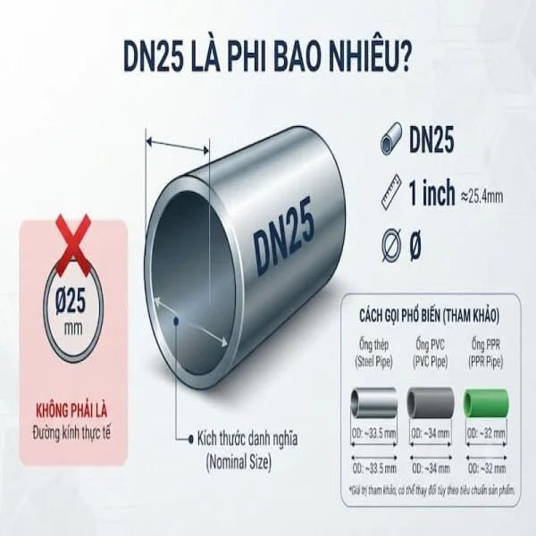 DN25 Là Phi Bao Nhiêu? Bảng Quy Đổi Kích Thước Chuẩn Nhất