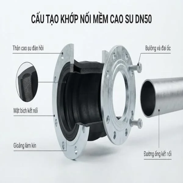 Khớp Nối Mềm Cao Su DN50: Cấu Tạo, Thông Số Và Hướng Dẫn Chọn Chuẩn Kỹ Thuật