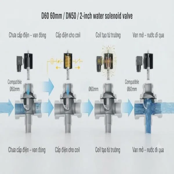 Van Điện Từ 60mm: Cấu Tạo, Thông Số Kỹ Thuật Và Hướng Dẫn Chọn Chuẩn