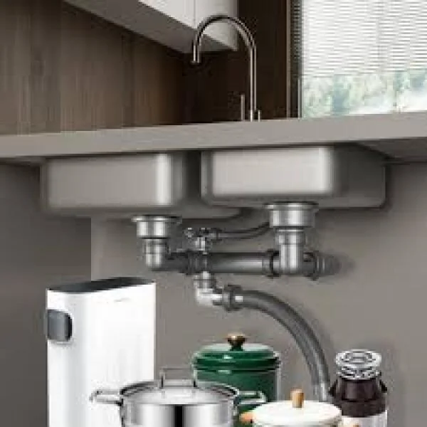 Xi phông bồn rửa inox 2 hố