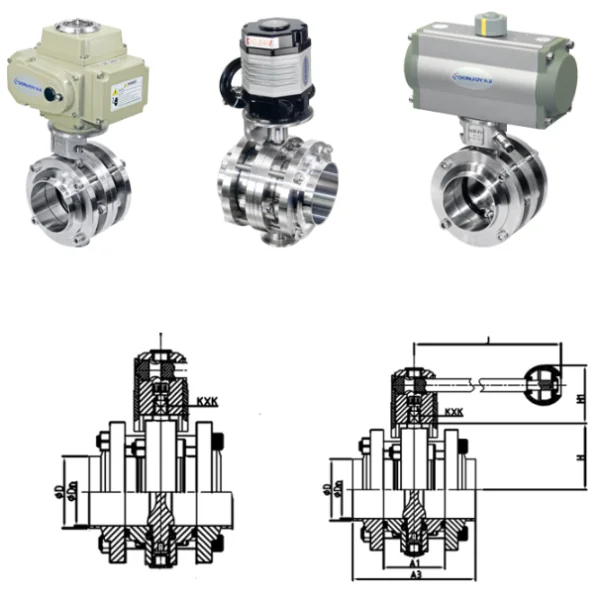 donjoy-food-grade-stainless-steel-clamped-type-electric-sanitary-butterfly-valve-picture-4