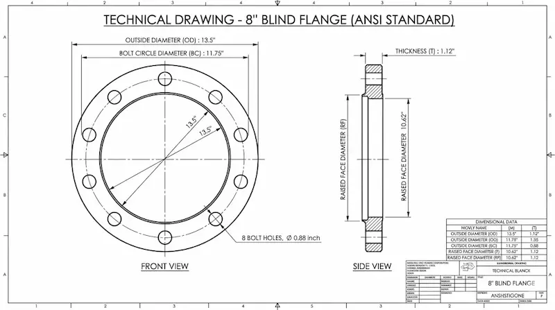 Hình ảnh giới thiệu về 8 blind flange dimensions