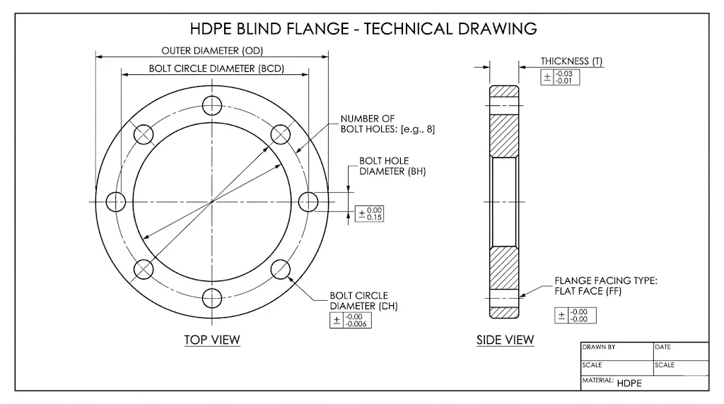 Thông số Blind flange hdpe