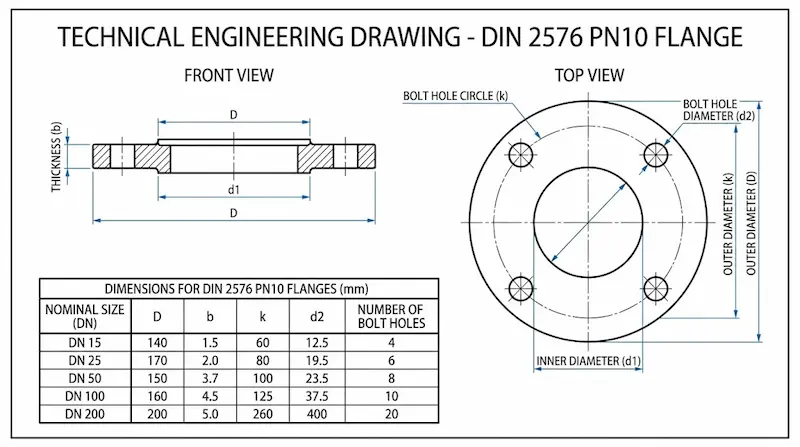 Hình ảnh về Din 2576 pn10 flange dimensions