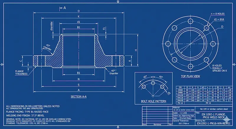 Giới thiệu về En 1092 1 pn16 flange