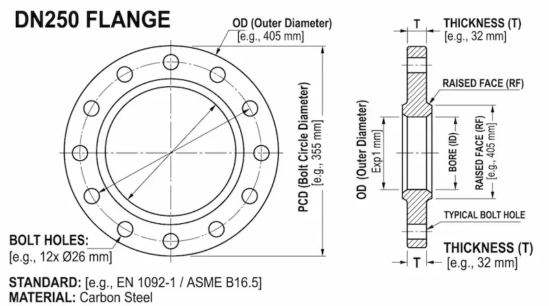 Giới thiệu về thông số flange dn250