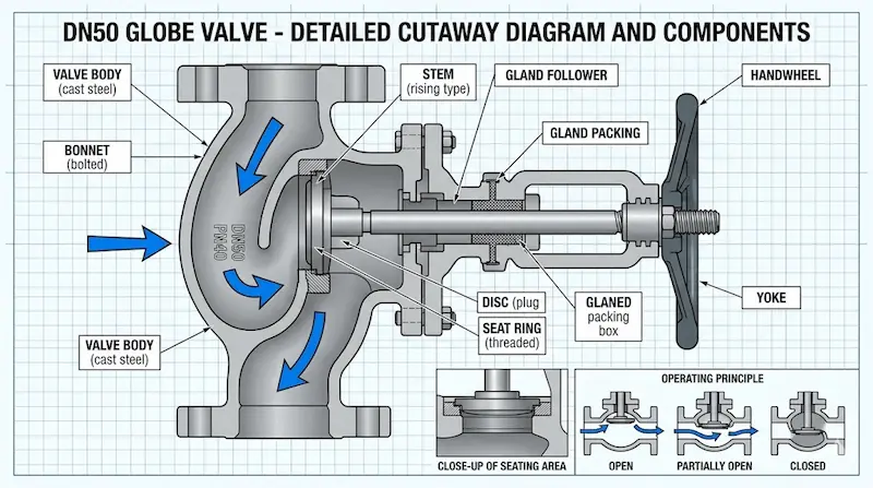 Giới thiệu về thông số Globe valve dn 50