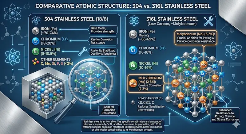 Hình ảnh so sánh Inox 316l và 304