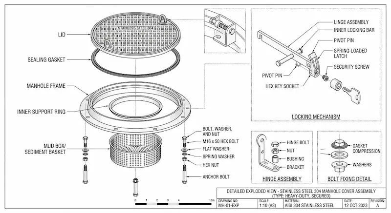 Giới thiệu thông số Nắp thăm inox 304