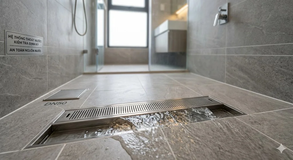 Ứng dụng Phễu thoát sàn inox 304