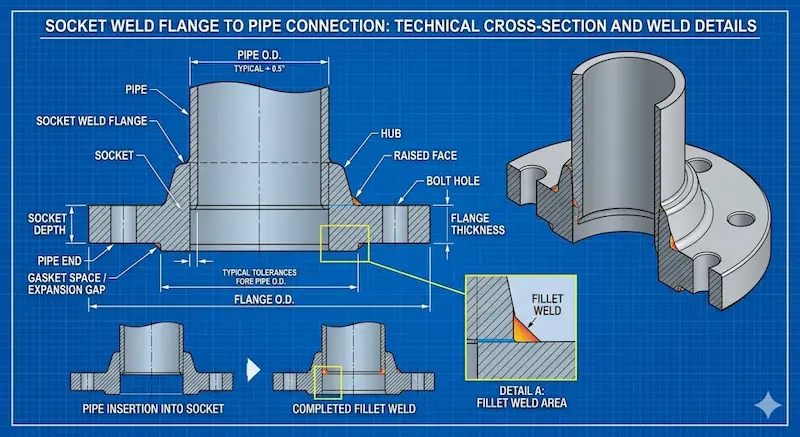 cấu tạo Socket weld flange