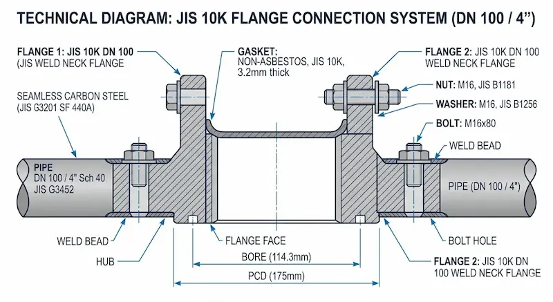 Giới thiệu về thông số Standard flange jis 10k