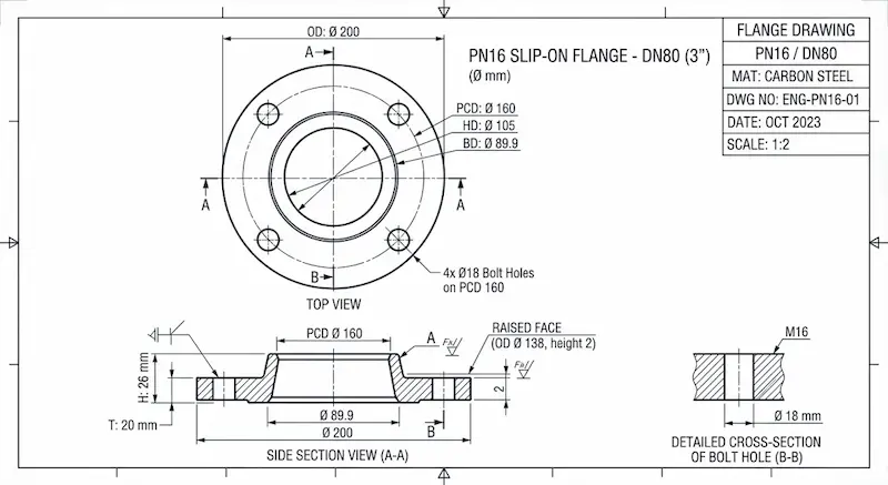 Giới thiệu về thông số tiêu chuẩn mặt bích pn16