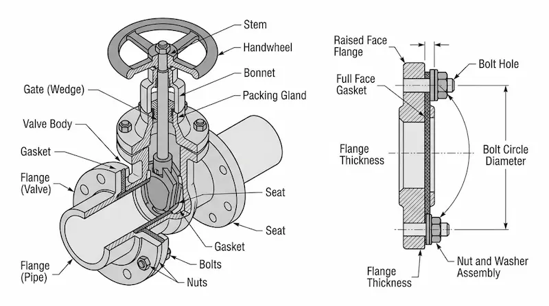 Hình ảnh về thông số valve flange