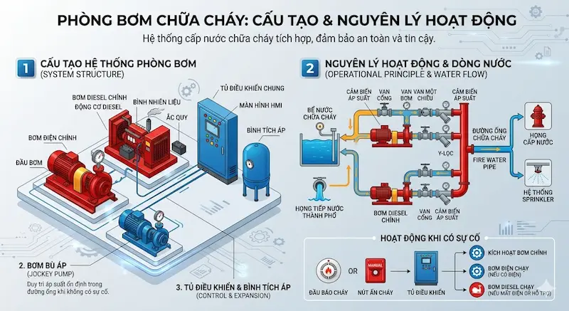 Nguyên lí hoạt động của phòng bơm