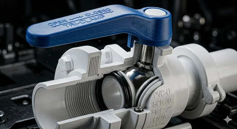 white plastic ball valve with blue handle (3)