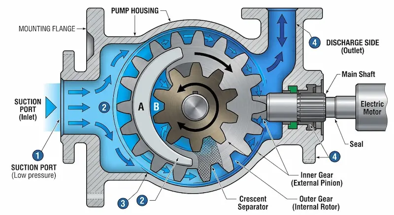 Nguyên lý hoạt động của bơm bánh răng