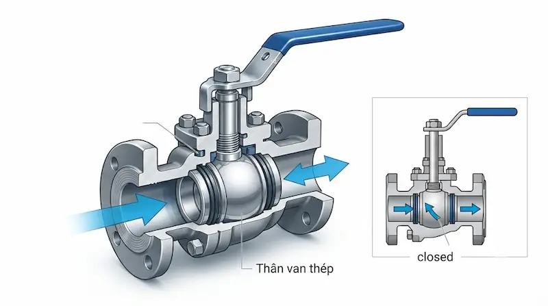 Nguyên lý hoạt động bên trong của van thép