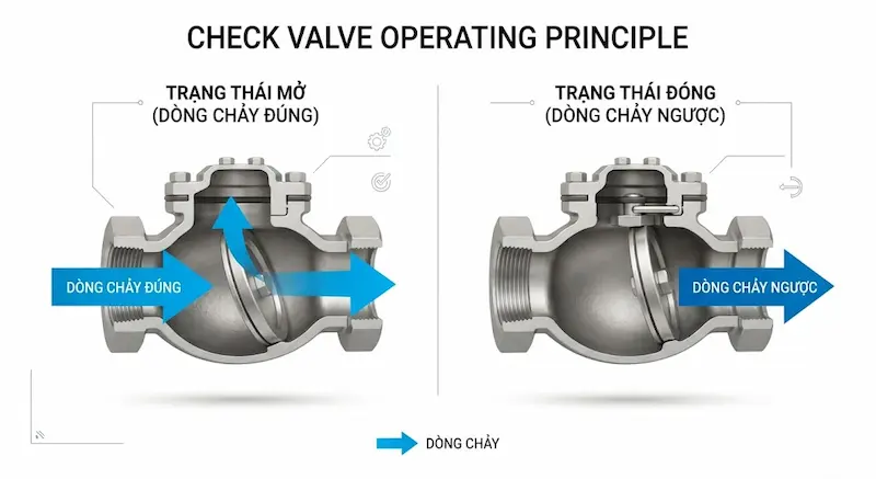 Nguyên lý hoạt động của check valve