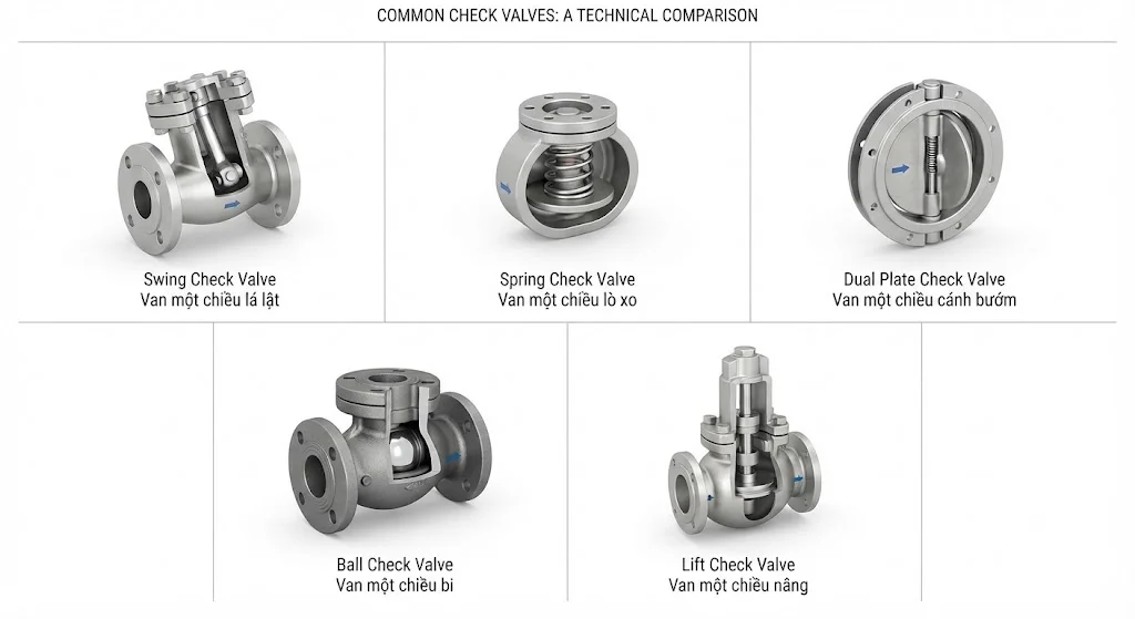 Các loại check valve phổ biến hiện nay