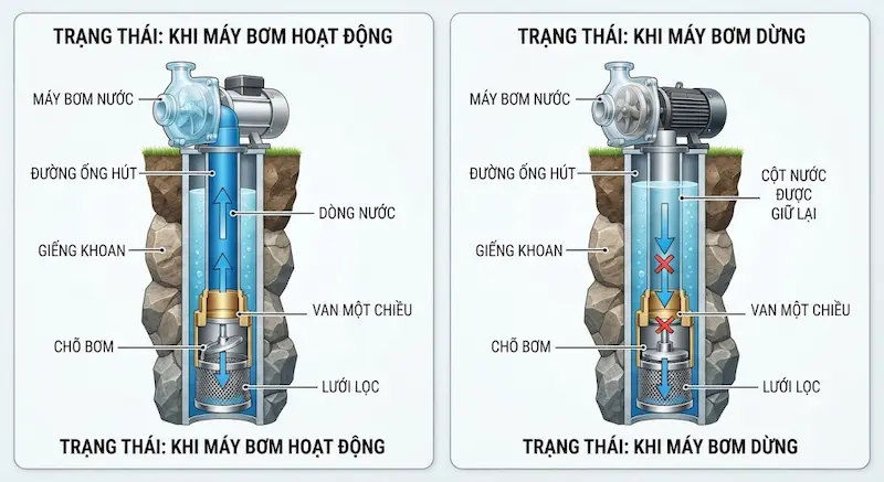 Nguyên lý hoạt động của chõ bơm nước
