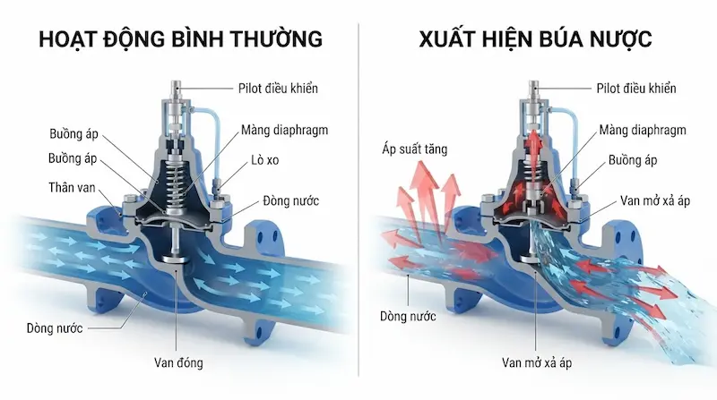 Nguyên lý hoạt động bên trong của van chống va