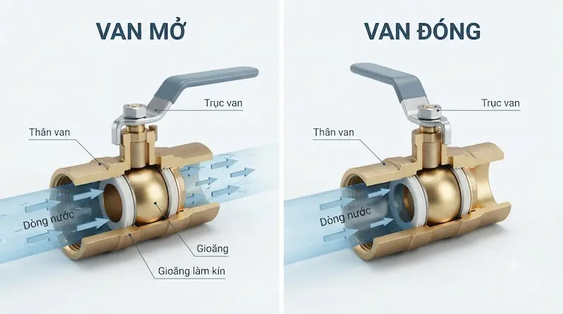 Nguyên lý hoạt động đóng mở của van nước