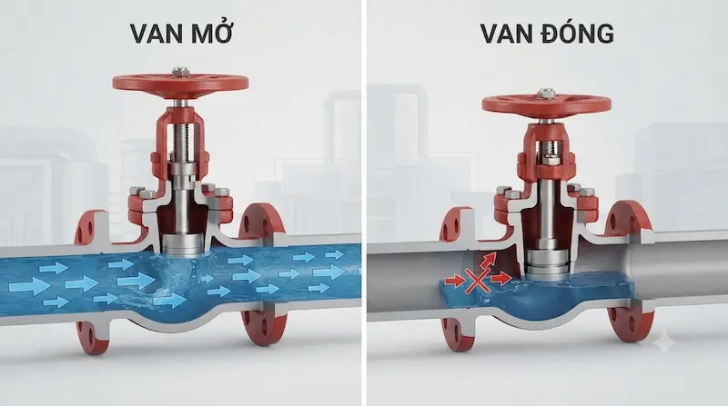 Nguyên lý hoạt động đóng mở của van công nghiệp