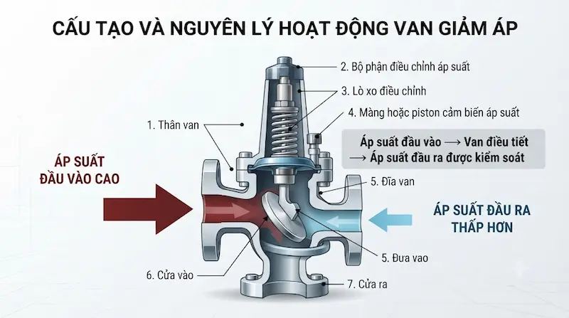 Nguyên lý hoạt động của van giảm áp