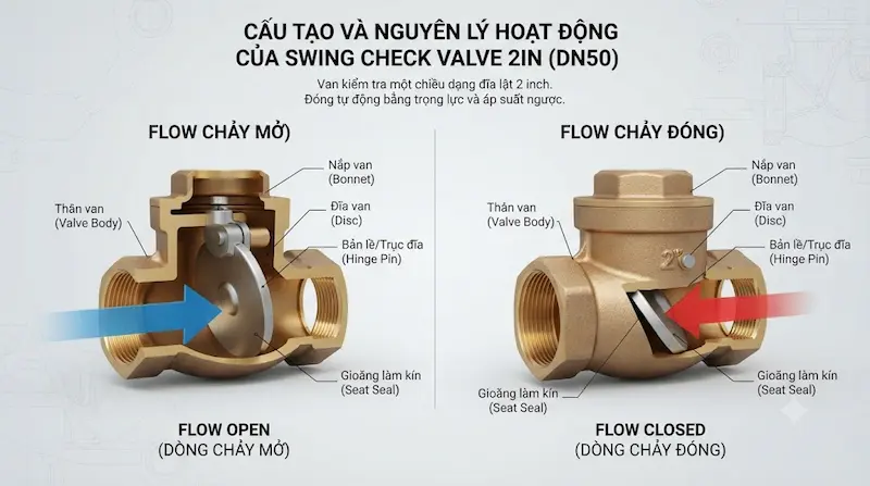 Nguyên lý hoạt động và cấu tạo của van một chiều