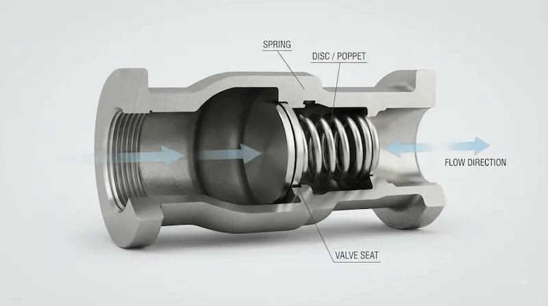 Nguyên lý hoạt động của van một chiều