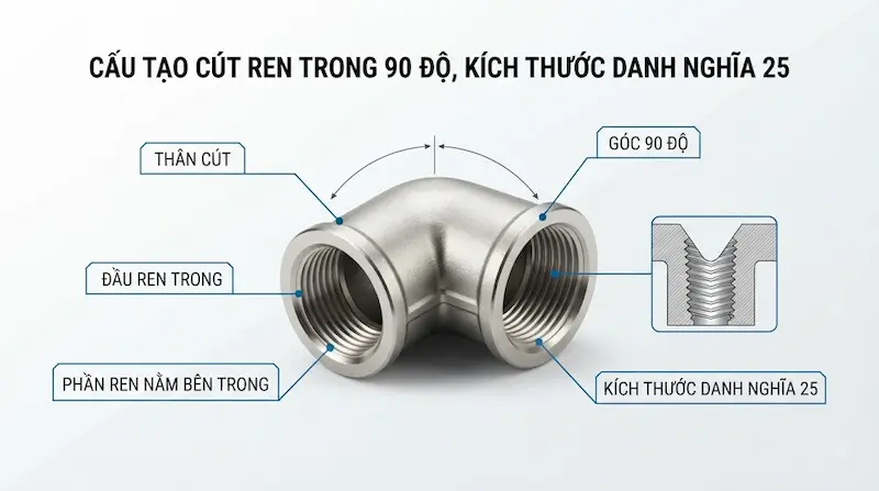 Cấu tạo và nguyên lý hoạt động của cút ren trong