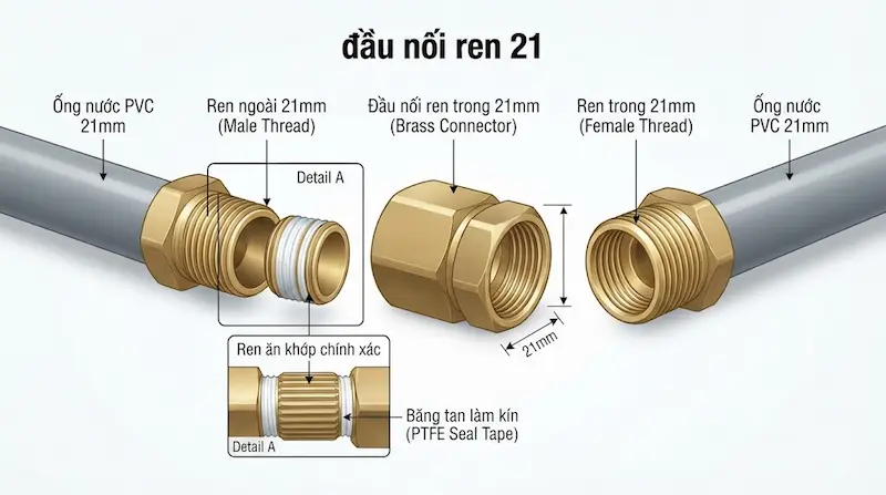 Nguyên lý kết nối của đầu nối ren