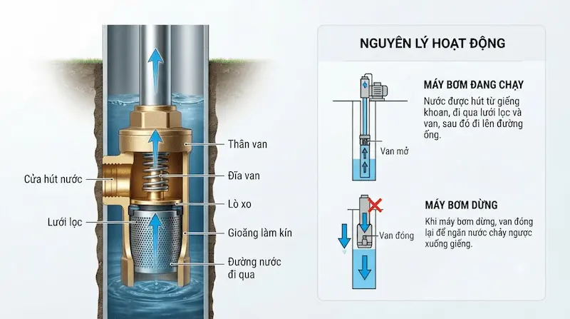 Cấu tạo và nguyên lý hoạt động của van chân