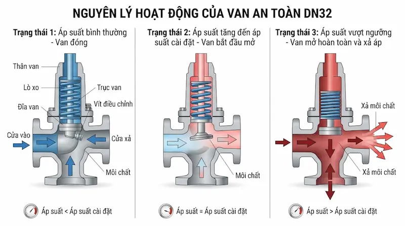 Nguyên lý hoạt động của van an toàn