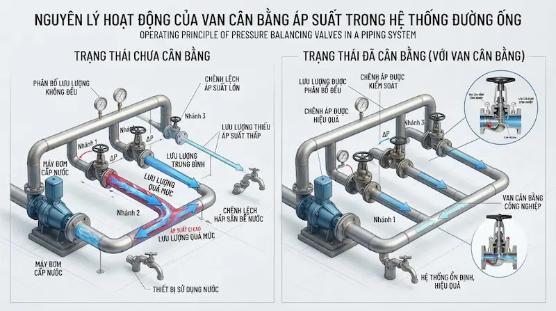 Nguyên lý hoạt động và cấu tạo của van cân bằng