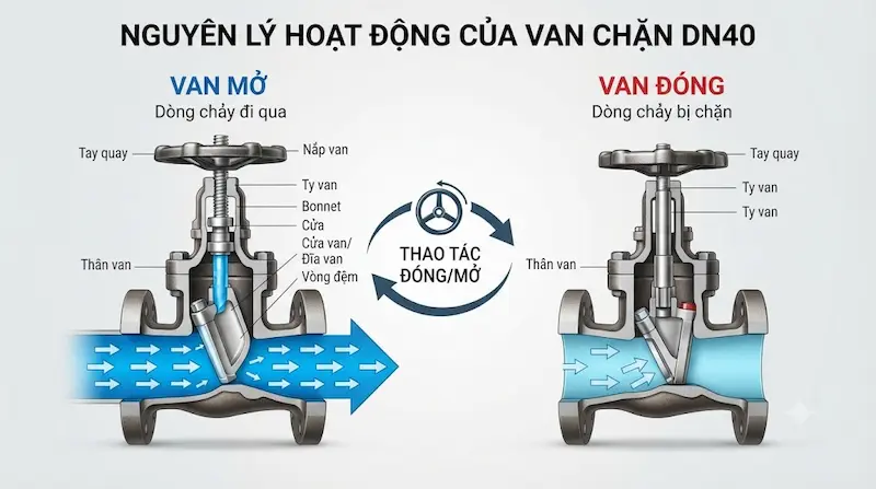Nguyên lý hoạt động của van chặn