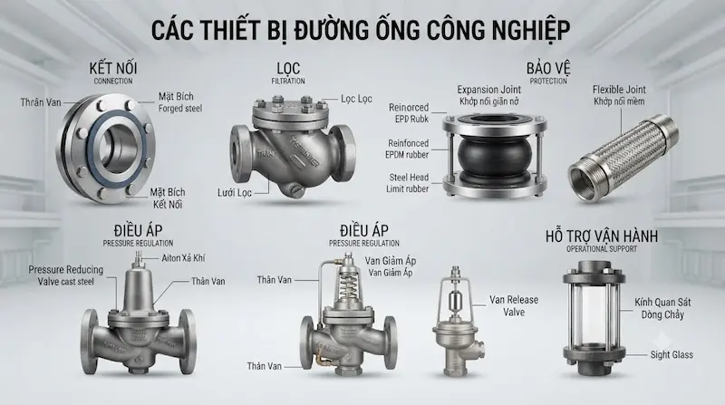 Các loại van công nghiệp và các thiết bị đường ống