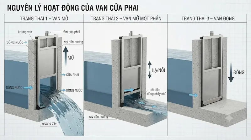 Cấu tạo và nguyên lý hoạt động của van cửa