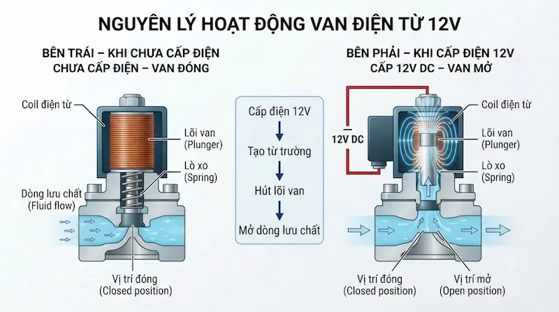 Nguyên lý hoạt động của van điện từ