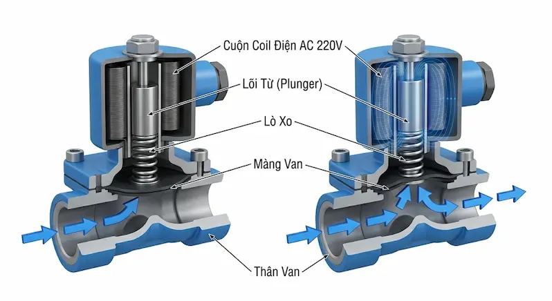 Nguyên lý hoạt động của van điện từ