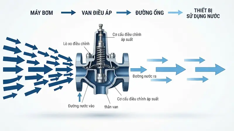 Nguyên lý hoạt động của van điều áp