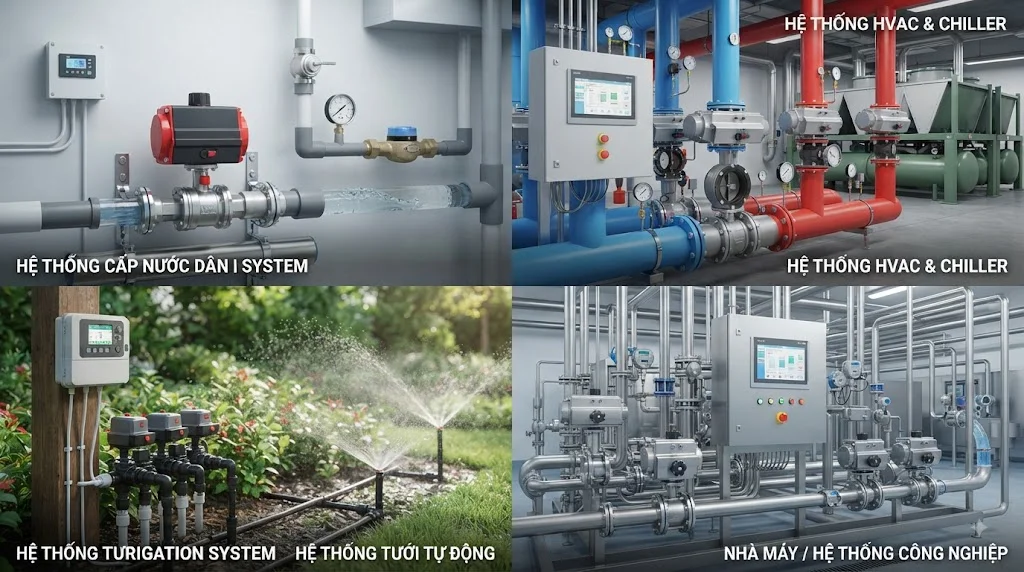Ứng dụng thực tế của van nước đóng mở