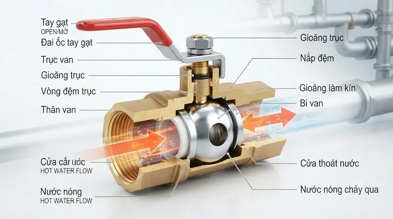 Nguyên lý hoạt động và cấu tạo của van nước