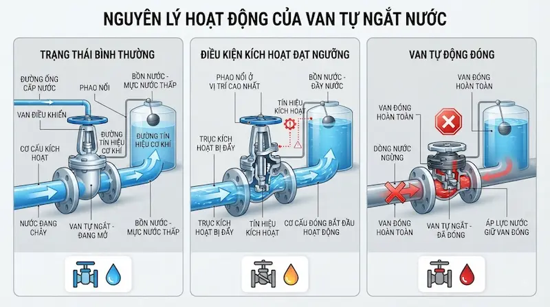 Nguyên lý hoạt động của van tự ngắt