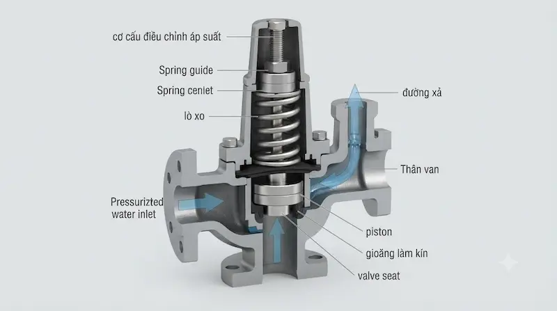 Cấu tạo và nguyên lý hoạt động của van xả áp