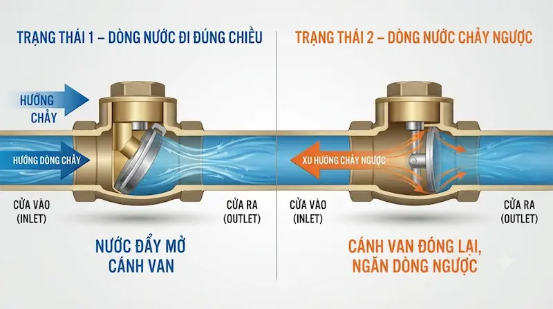 Nguyên lý hoạt động của khóa nước