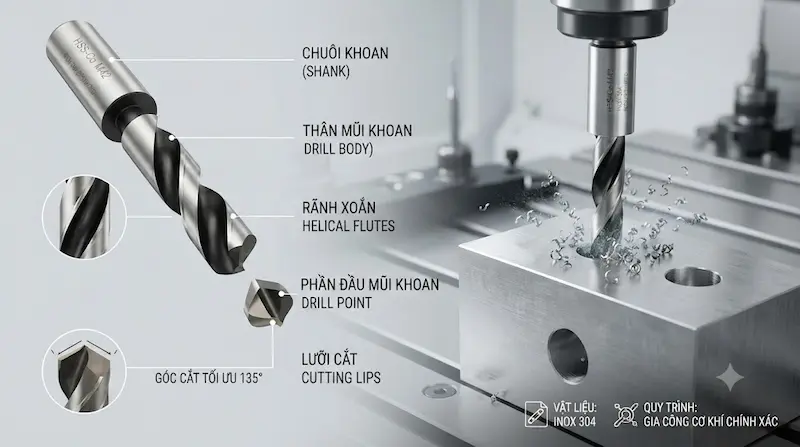 Cấu tạo của khoan inox
